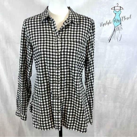 Eddie Bauer Buffalo plaid cotton flannel button down shirt size large - Picture 2 of 8